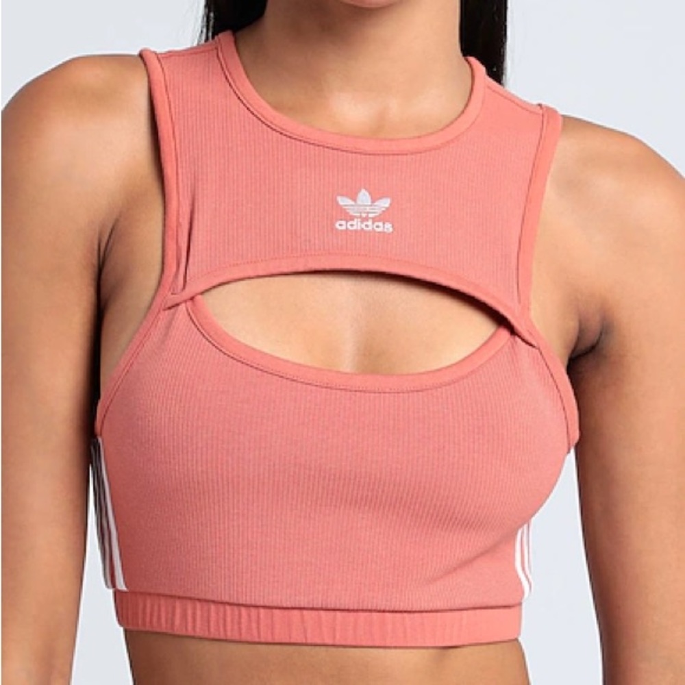adidas rose Cutout Ribbed Crop Top - XS